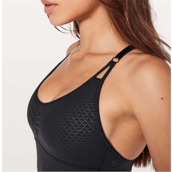 Lululemon The Easy bodysuit black thong small s 4 cross back built in bra - Picture 3 of 9